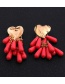 Fashion Beige Heart Shape Design Tassel Earrings