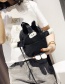 Fashion Black Embroidered Pig Decorated Shoulder Bag