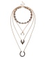 Fashion Gold Color Moon Shape Decorated Multi-layer Necklaces