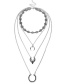 Fashion Silver Color Moon Shape Decorated Multi-layer Necklaces