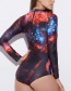 Sexy Multi-color Color Matching Design Long Sleeves Swimwear