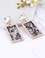Elegant Coffee Square Shape Design Hollow Out Earrings