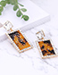 Elegant Coffee Square Shape Design Hollow Out Earrings