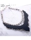 Trendy Black Pearls&diamond Decorated Double Layer Necklace