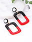 Fashion Black Square Shape Decorated Color-matching Earrings
