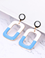 Fashion Sapphire Blue Square Shape Decorated Color-matching Earrings