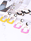 Fashion Yellow Square Shape Decorated Color-matching Earrings
