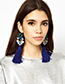 Fashion Sapphire Blue Hollow Out Design Tassel Earrings
