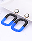 Fashion Blue Square Shape Decorated Color-matching Earrings