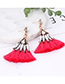 Fashion Red Waterdrop Shape Decorated Tassel Earrings