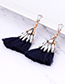 Fashion Black Waterdrop Shape Decorated Tassel Earrings
