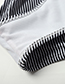 Sexy Black+white Off-the-shoulder Design Stripe Pattern Decorated Swimwear