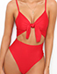 Sexy Red Bowknot Shape Decorated One-piece Swimwear
