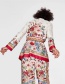 Fashion Red Flower Pattern Decorated Coat