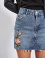 Fashion Blue Embroidery Flower Decorated Pants