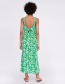 Fashion Green Flower Pattern Decorated Dress