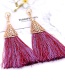 Fashion Purple Hollow Out Design Tassel Earrings