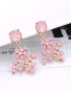 Fashion Pink Full Diamond Decorated Earrings