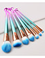 Fashion Pink+blue Hook Shape Decorated Makeup Brush (7 Pcs )