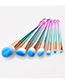 Fashion Pink+blue Hook Shape Decorated Makeup Brush (7 Pcs )