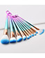 Fashion Pink+blue Sector Shape Decorated Makeup Brush (10 Pcs )