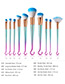 Fashion Pink+blue Sector Shape Decorated Makeup Brush (10 Pcs )