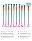 Fashion Pink+green Sector Shape Decorated Makeup Brush (10 Pcs )