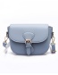 Fashion Blue Pure Color Decorated Shoulder Bag