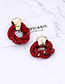 Fashion Claret Red Round Shape Decorated Earrings