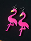 Fashion Plum Red Flamingos Shape Decorated Earrings