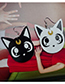 Fashion Black+white Cat Shape Decorated Earrings
