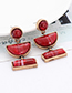 Fashion Claret Red Semicircle Shape Decorated Earrings
