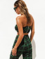 Fashion Green+black Grid Pattern Decorated Trousers (2 Pcs )