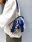 Fashion Blue Stripe Pattern Decorated Shoulder Bag