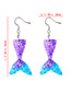Fashion Light Blue+pink Mermaid Shape Decorated Earrings
