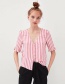 Fashion Pink Stripe Pattern Decorated Shirt
