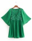 Fashion Green Flower Shape Decorated Jumpsuit