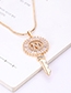 E59721 Gold Color Key Shape Decorated Letter T Necklace