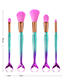 Fashion Pink+purple Mermaid Shape Decorated Makeup Brush (5 Pcs )