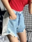 Fashion Blue Color Matching Decorated Denim Shorts