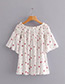 Fashion Red Flower Pattern Decorated Off Shoulder Shirt