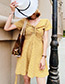Sweet Yellow Grid Pattern Decorated Dress