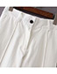 Fashion White Pure Color Decorated Trousers