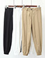 Fashion Khaki Pure Color Decorated Trousers