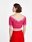 Fashion Plum Red V Neckline Design Pure Color Shirt
