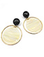 Trendy Gold Color+khaki Round Shape Design Simple Earrings