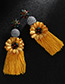 Elegant Light Yellow Flower Decorated Long Tassel Earrings