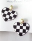 Fashion Black+white Heart Shape Decorated Earrings