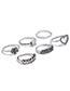 Elegant Silver Color Flowers Shape Decorated Ring Sets(6pcs)