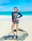 Sexy Multi-color Flowers Decorated Long Sleeves Swimsuit